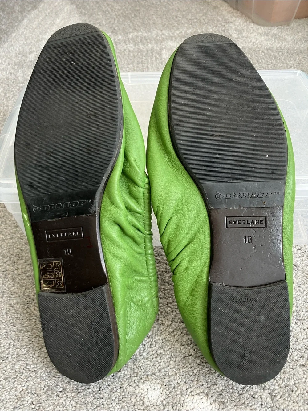 Fabulous Everlane Green Leather Scrunch Ballet Flats - Picture 9 of 12